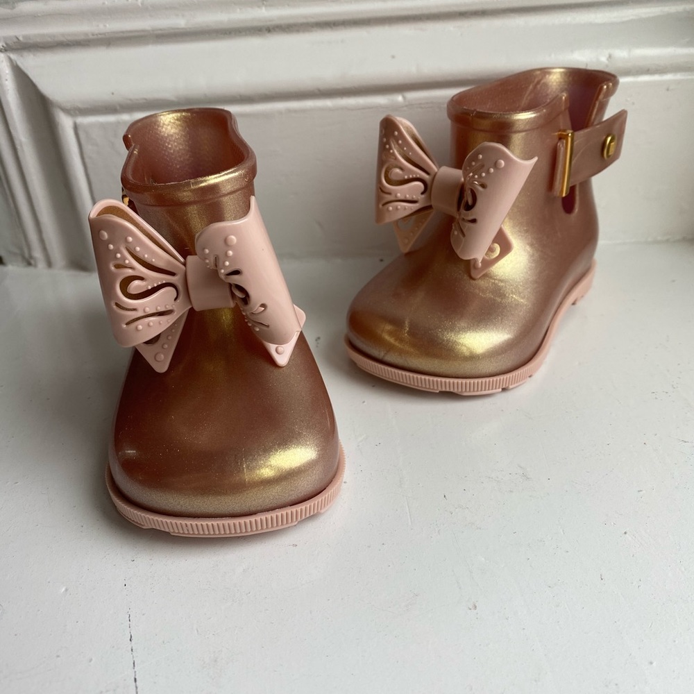 Mini melissa toddler girls rose gold rain boots 6